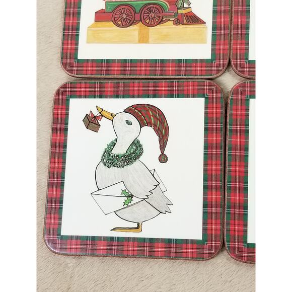 Christmas Pimpernel Coasters Tartan Holiday w/ Box Made England x6 Vtg - Picture 7 of 15